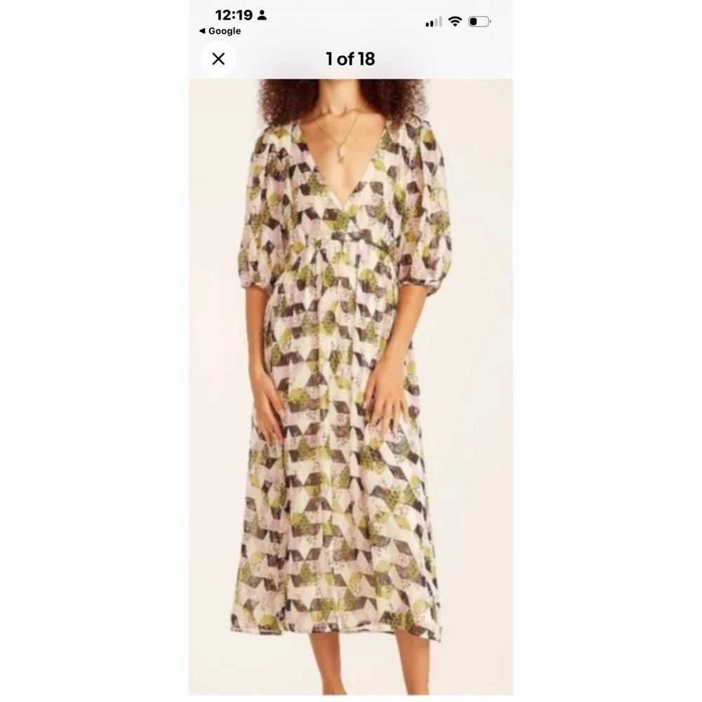 J.Crew Midi Dress  4 Multicolor Geometric Floral Metallic